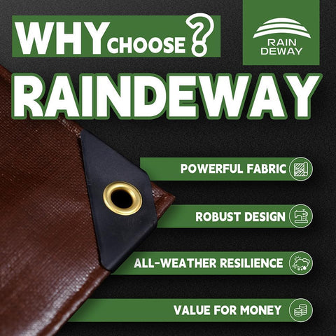 RAINDEWAY tarp grommets reinforced edges enable secure anchoring on trucks and tents.