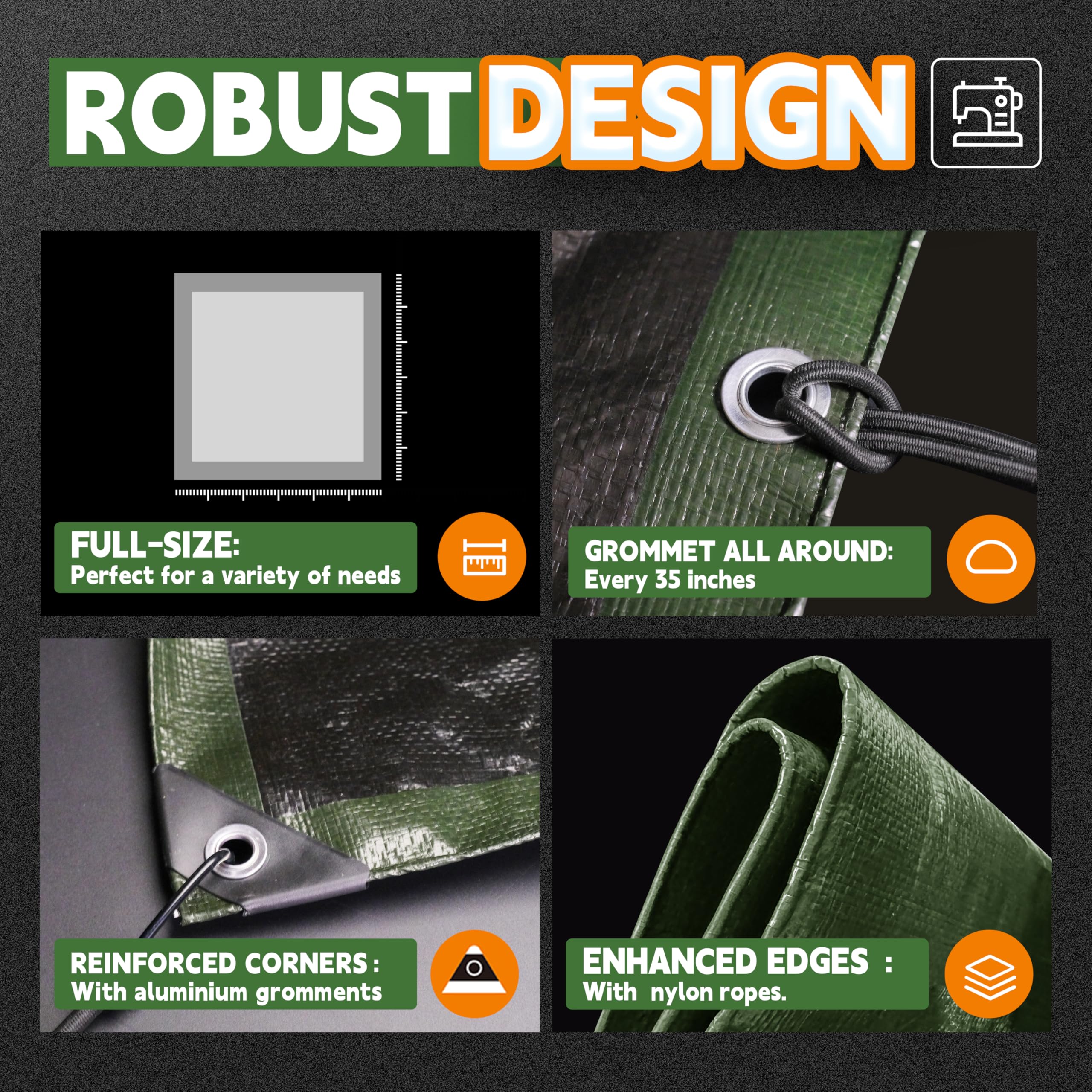 RAINDEWAY tarp for multipurpose use on roof, vehicle, tent, or pool cover.
