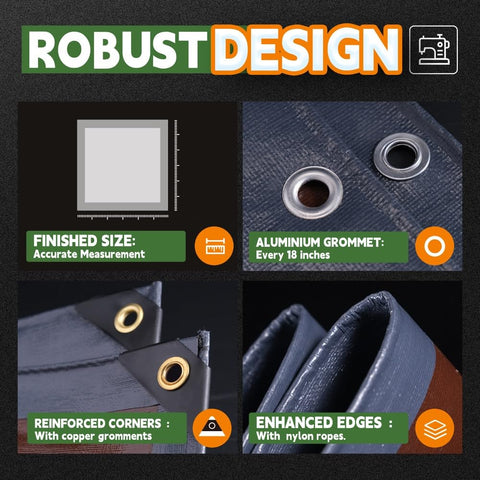 RAINDEWAY multipurpose tarp ideal for roofs, vehicles, tents, and more.