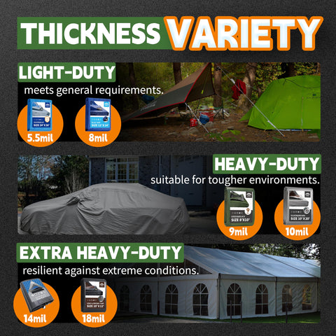 RAINDEWAY tarp supports tents and pet enclosures during trips.