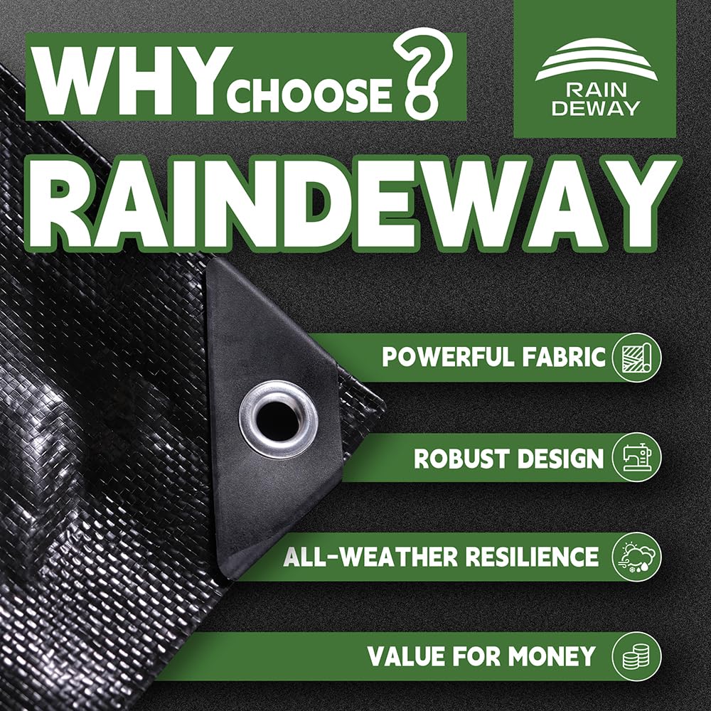 RAINDEWAY UV-resistant tarp for outdoor use providing long-lasting sun protection