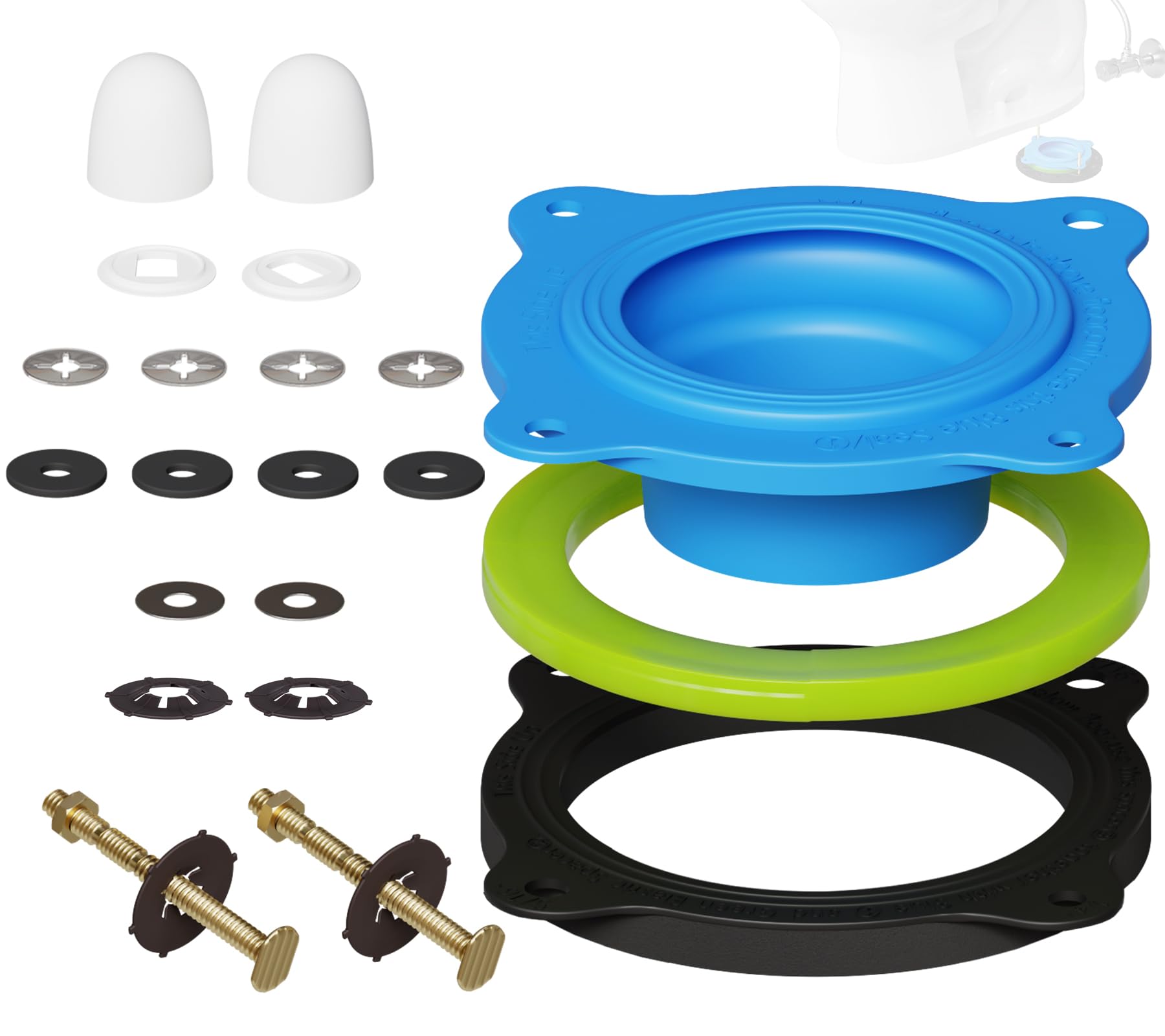 RAINGOWN wax-free toilet seal kit with elastic gasket for a clean, leak-free install.