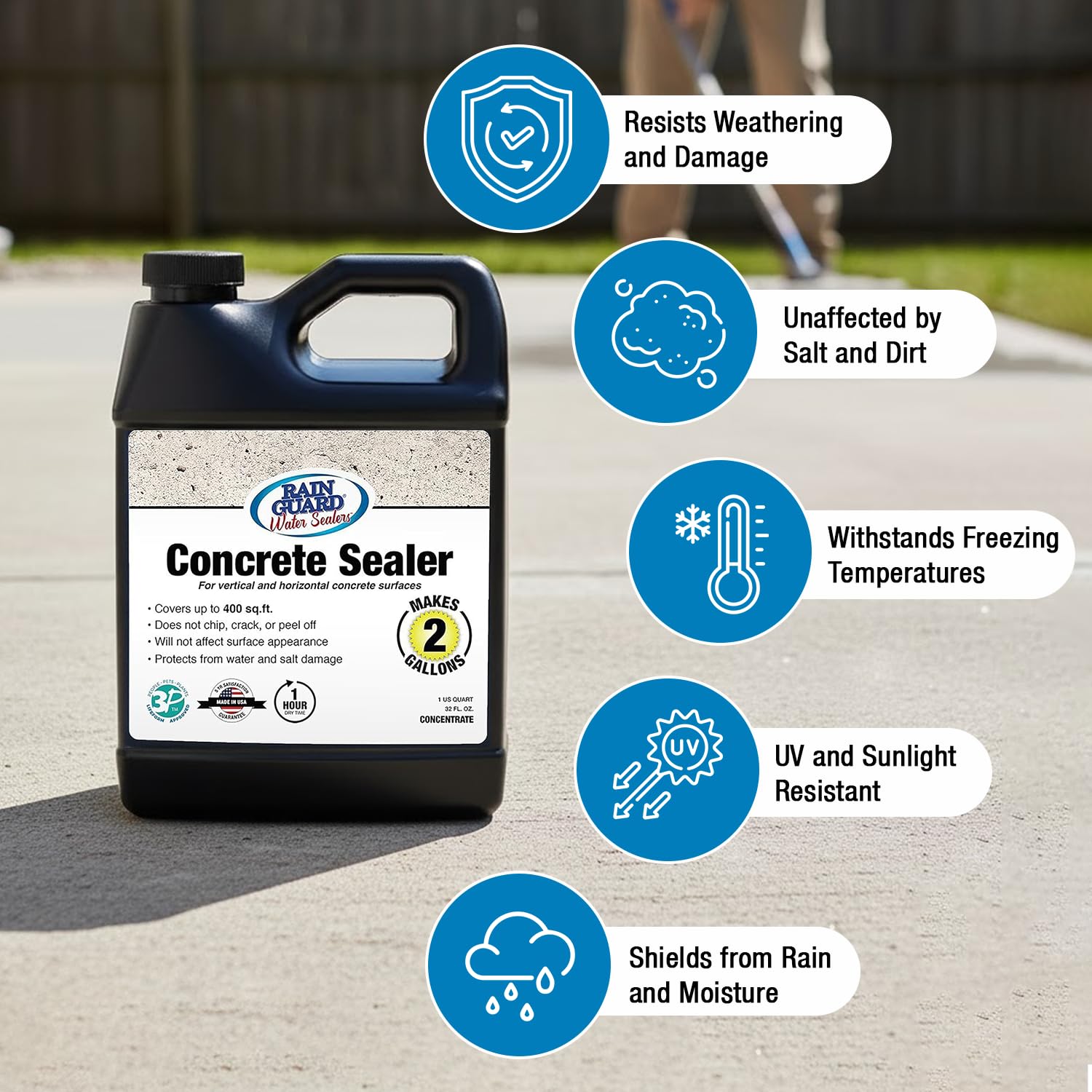 Rain Guard natural finish preserves concrete texture with no gloss