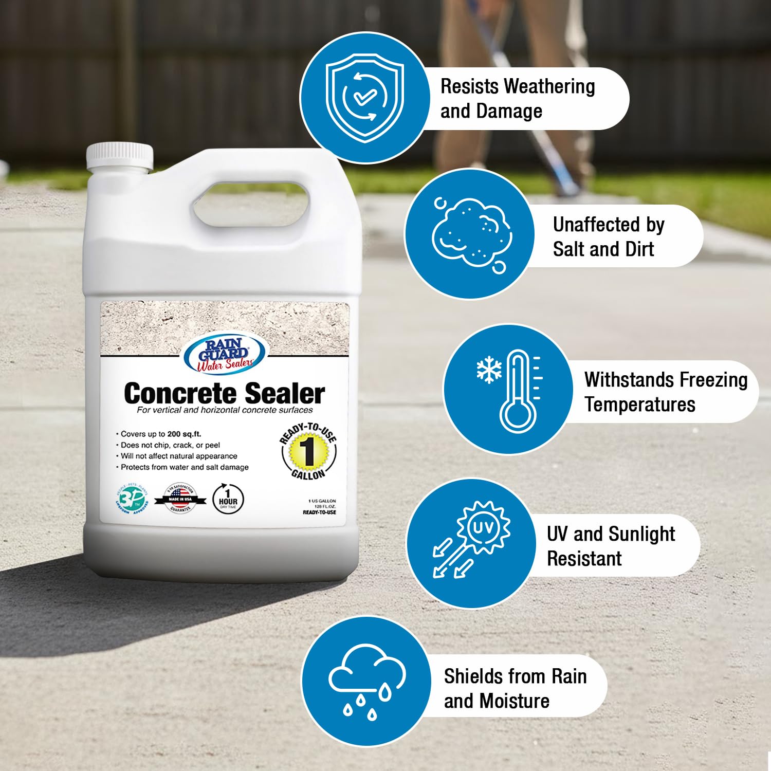 Rain Guard protects patios and driveways while preserving natural color