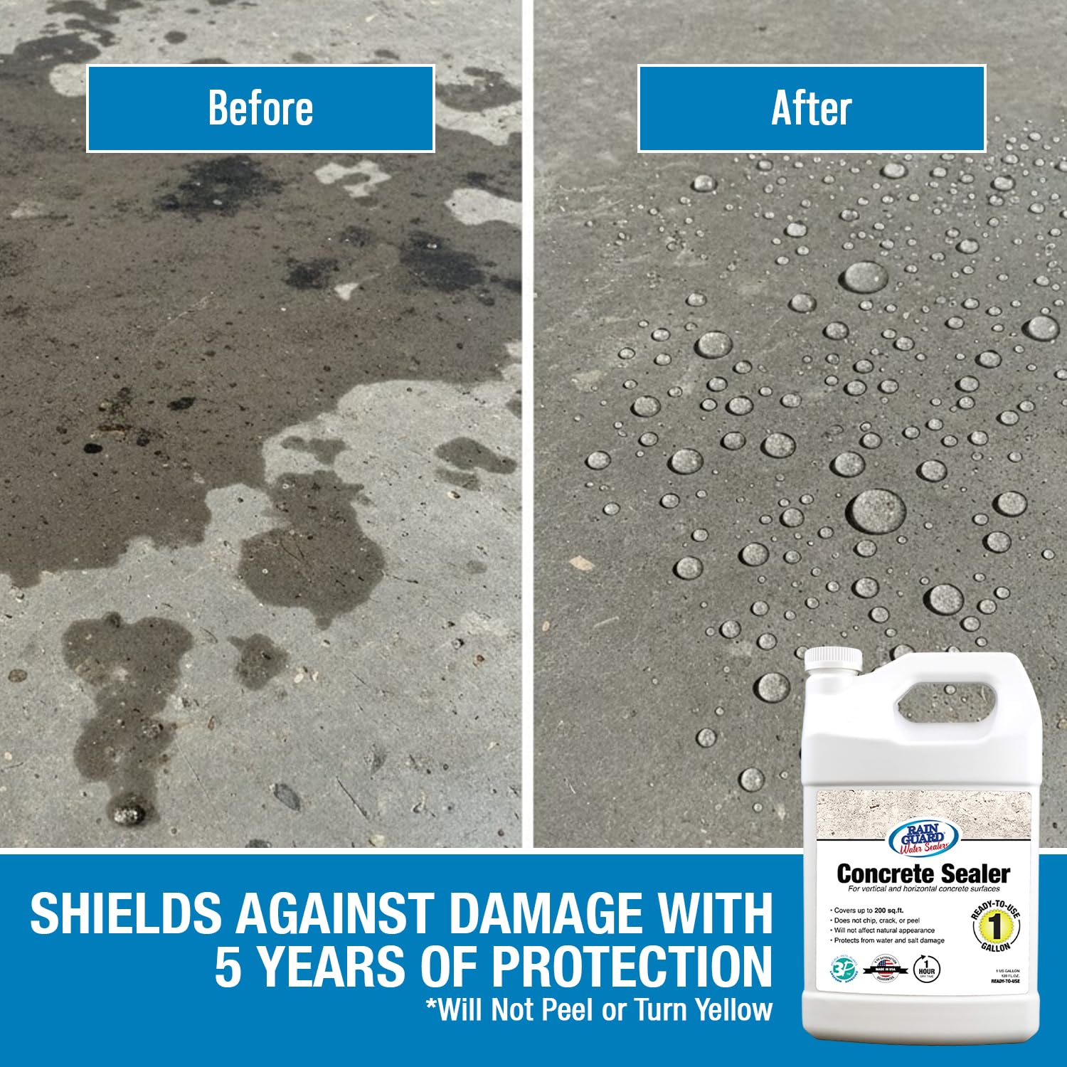 Rain Guard Concrete Sealer spray application demonstrates easy, even coverage