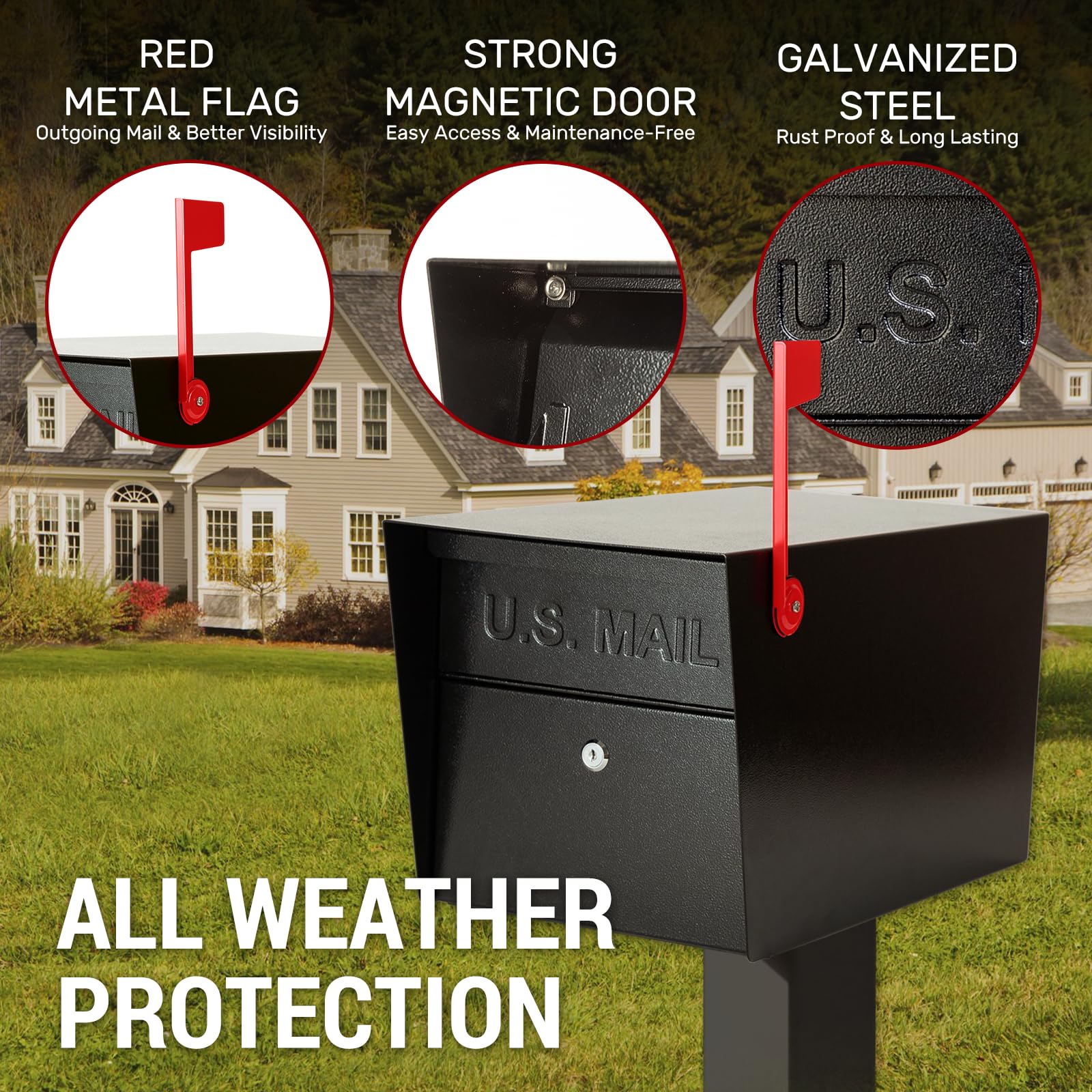 RAINHOL all-metal mailbox frame demonstrates rugged outdoor durability