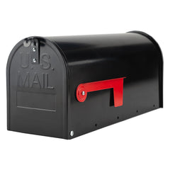 RAINHOL black metal mailbox front view with generous interior for daily mail