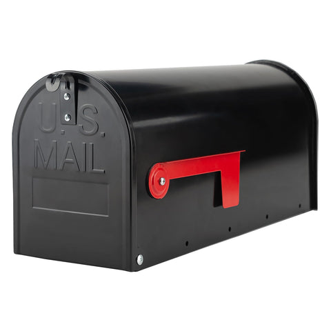RAINHOL black metal mailbox front view with generous interior for daily mail