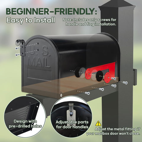 RAINHOL black metal mailbox open door showing easy access to mail