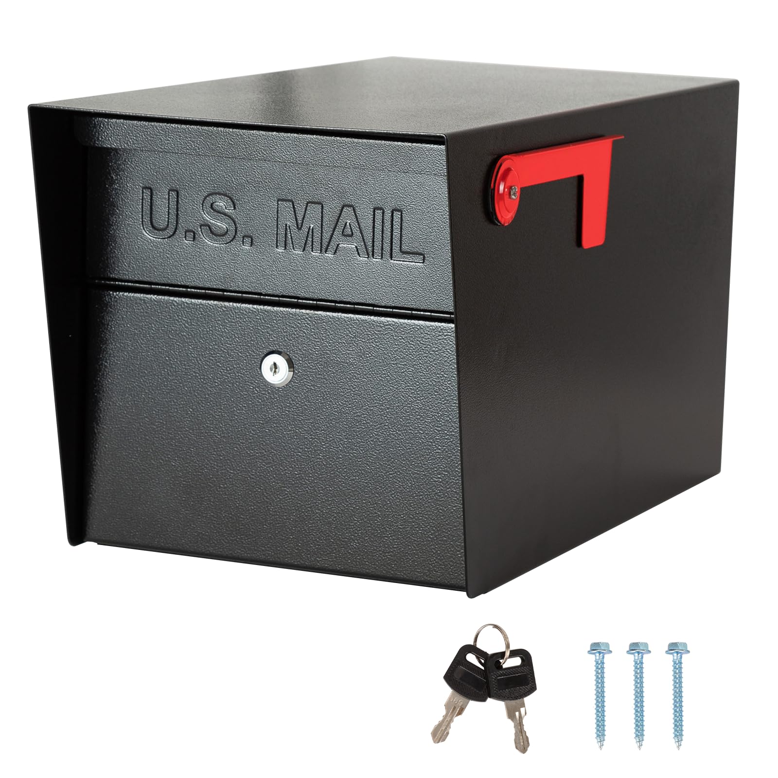 RAINHOL large locking mailbox exterior in black with secure lock