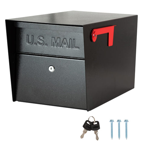 RAINHOL large locking mailbox exterior in black with secure lock