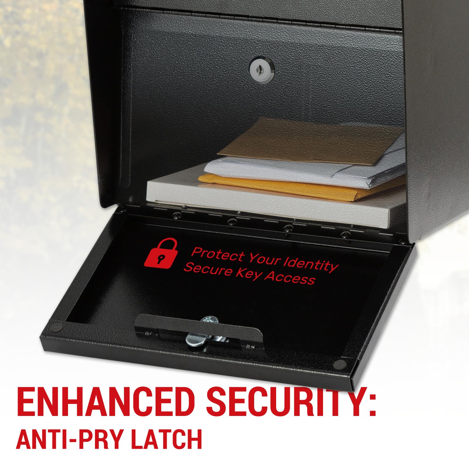 RAINHOL security features including anti-pry latch and anti-phishing panel