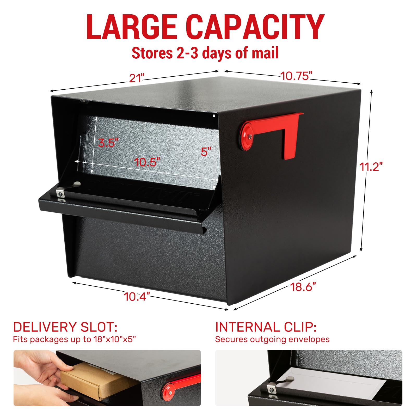 RAINHOL weatherproof mailbox protects mail from rain and dust