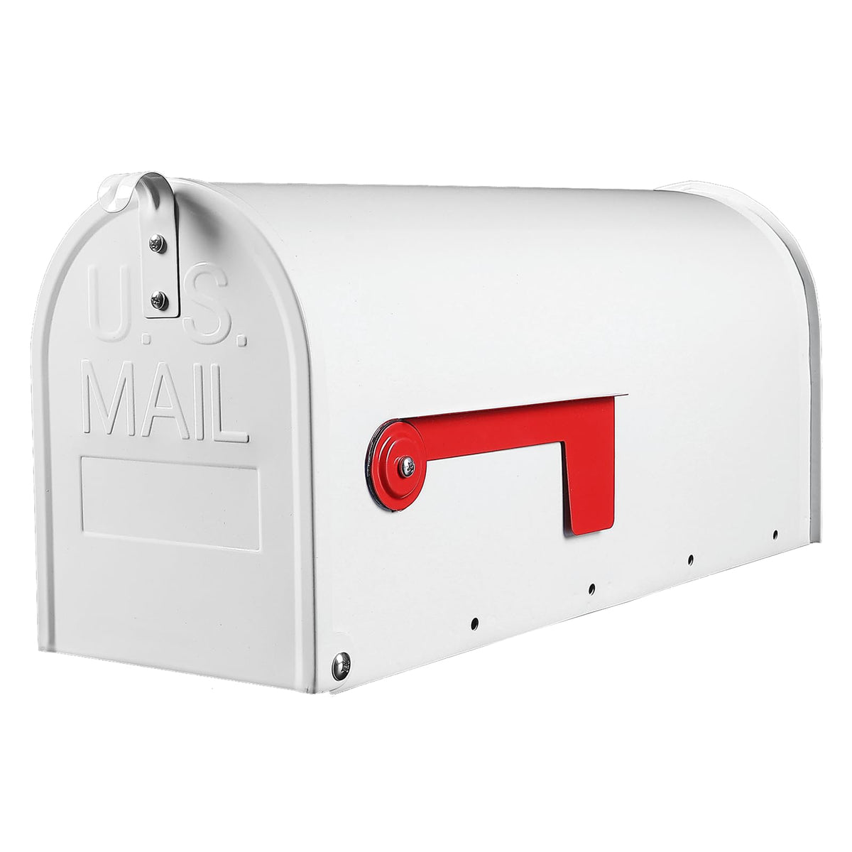 RAINHOL white mailbox outdoor, front view, weatherproof and secure mail retrieval.