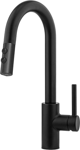 RAINMAX Kinfaucets black pull-down sprayer faucet for versatile cleaning