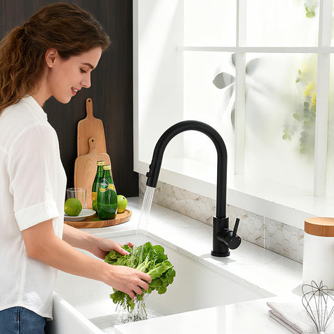 RAINMAX Kinfaucets matte black finish resists fingerprints