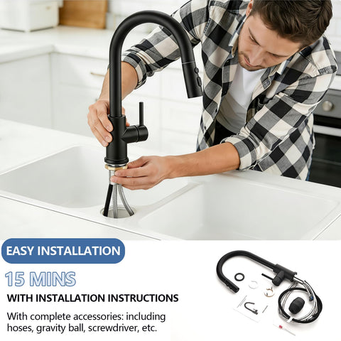 RAINMAX Kinfaucets pull-down head retracts after use