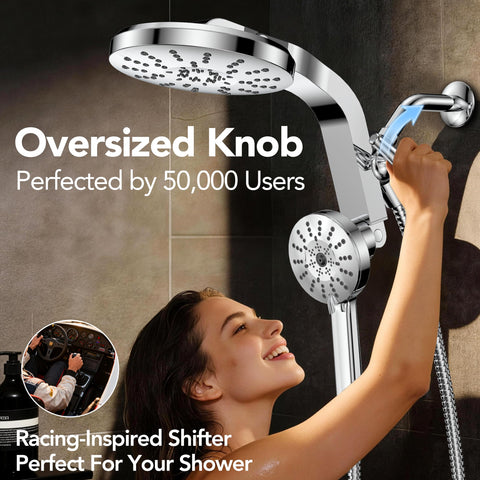 Rainvista 18-spray modes jet demonstrates versatile patterns for rinsing tasks.