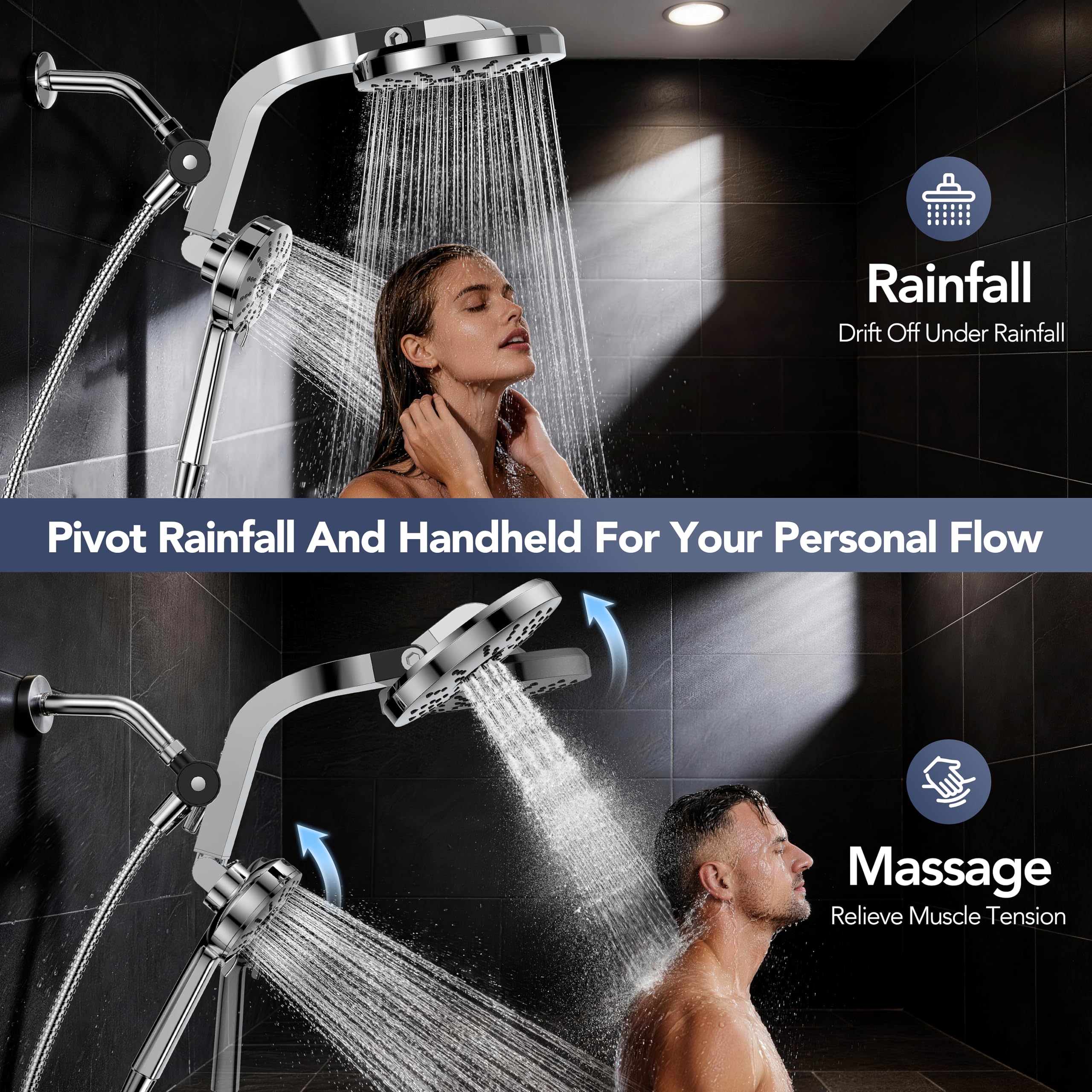 Rainvista handheld magnetic dock demonstrates easy one-handed docking and secure hold.
