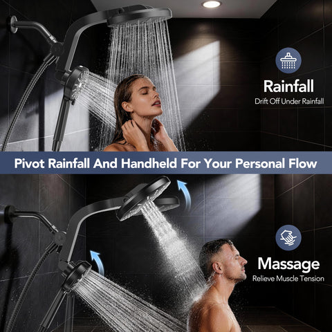 Rainvista magnetic-dock handheld with 180° swivel for easy one-handed operation.
