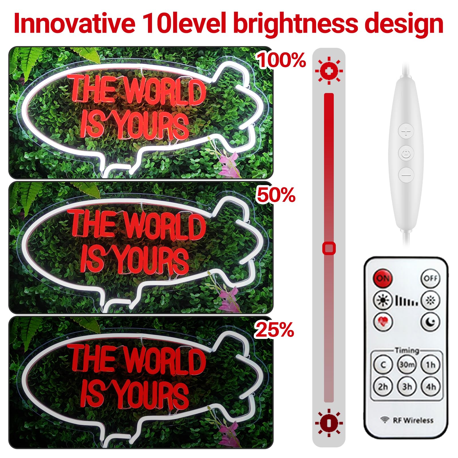 Raipile The World Is Yours neon sign colors brighten living spaces with vivid glow.