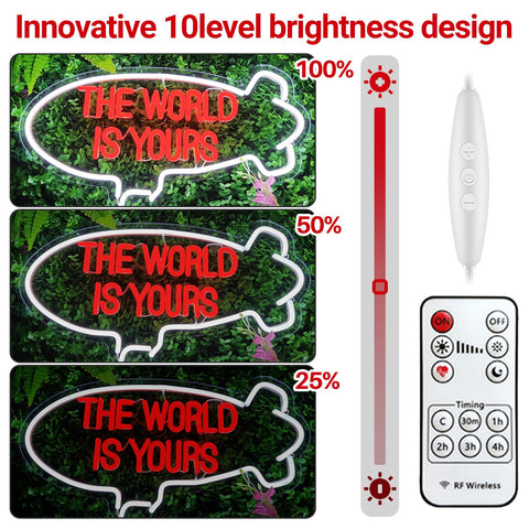 Raipile The World Is Yours neon sign colors brighten living spaces with vivid glow.