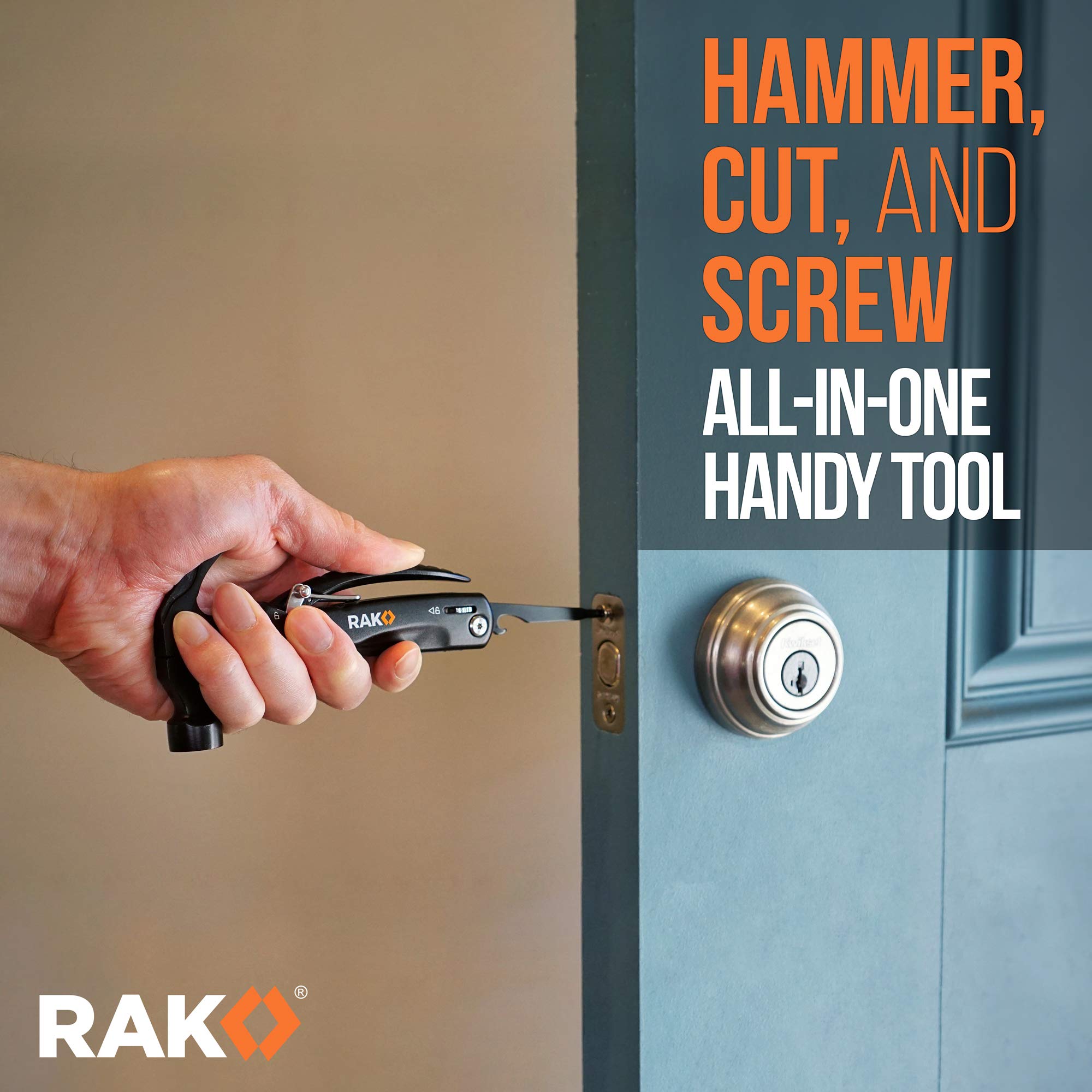 RAK Hammer Multitool safety-lock ensures secure use during tasks outdoors.
