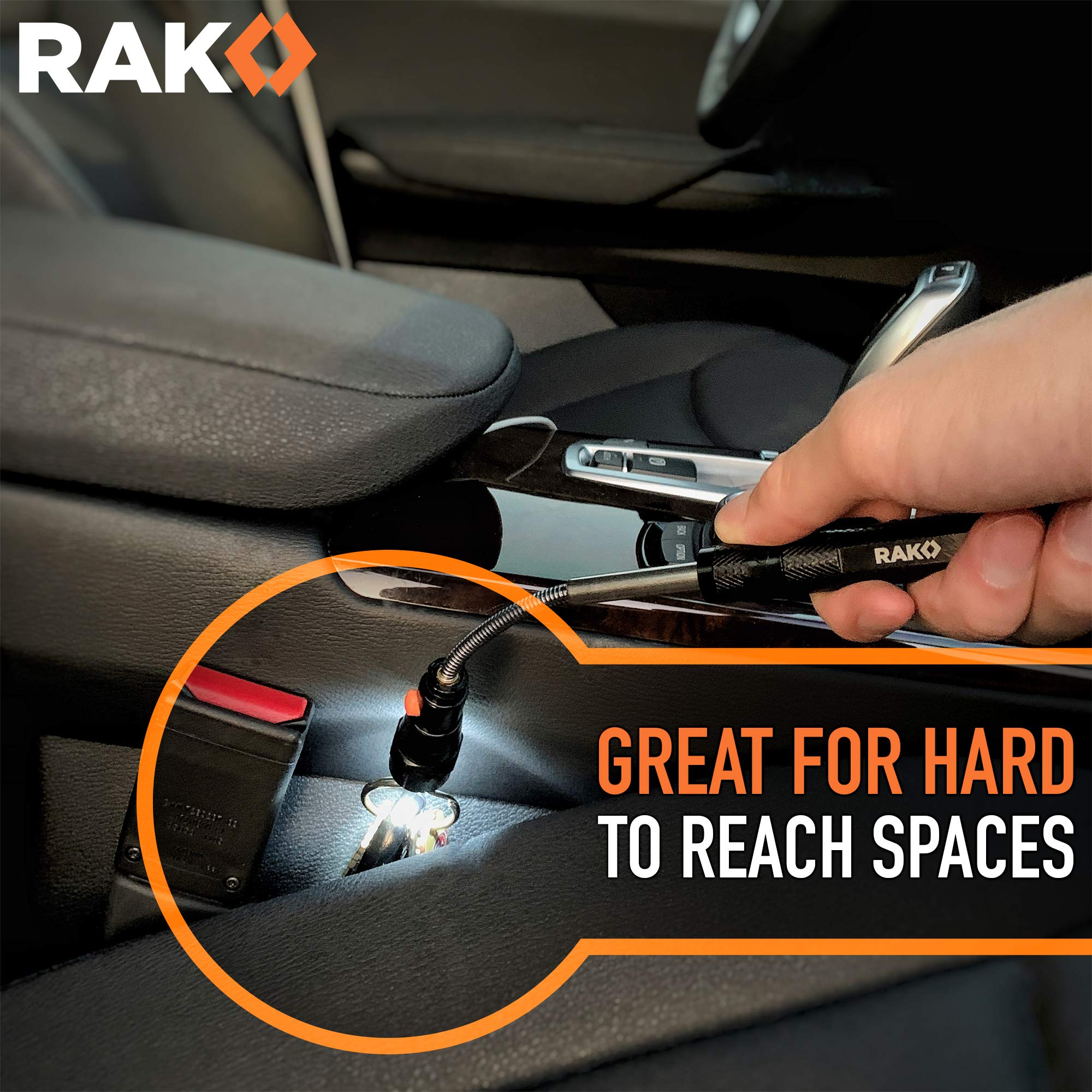 RAK pickup tool mounted on metal surface for hands-free use