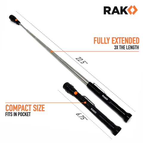 RAK pickup tool LED flashlight illuminates a dark workspace