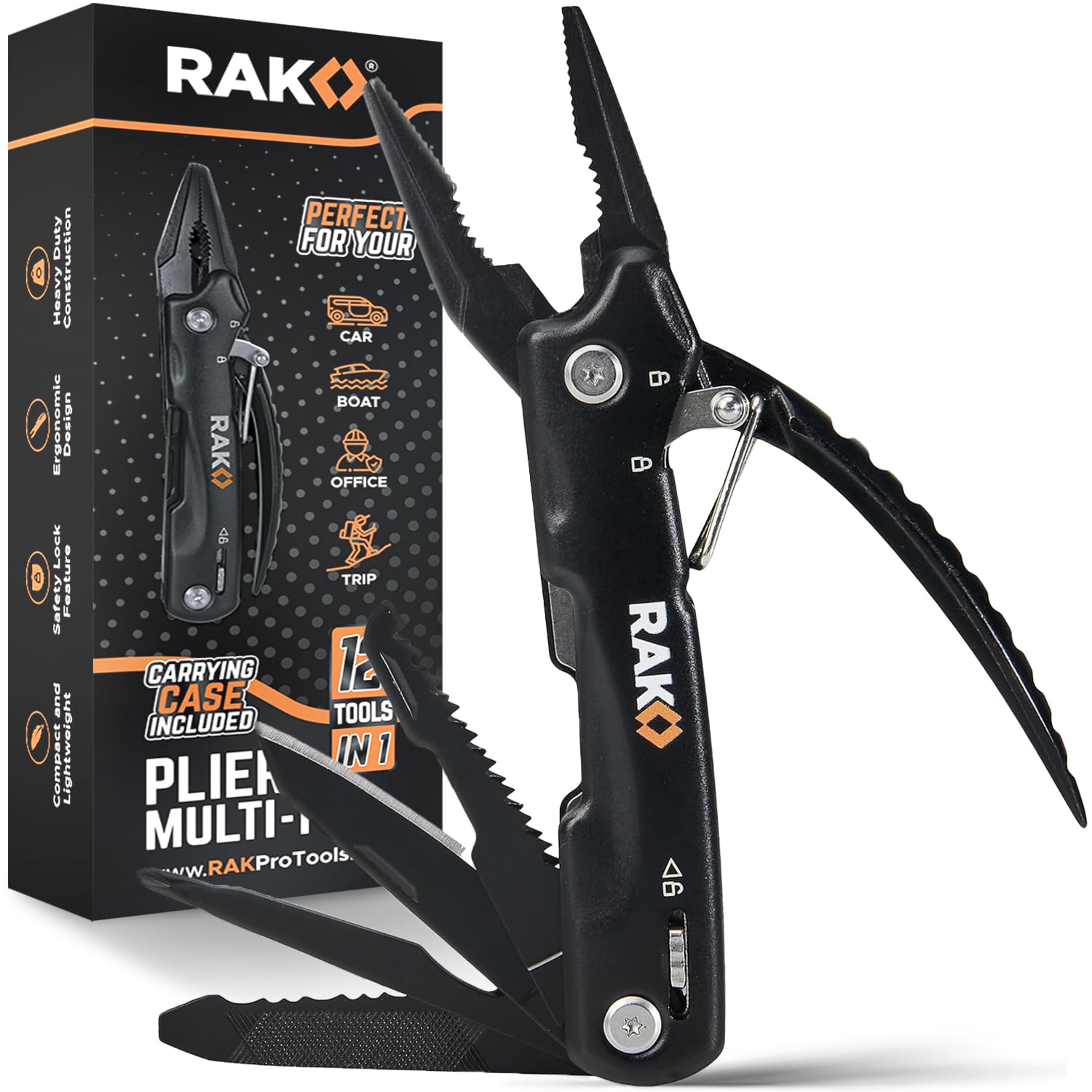RAK Pro Tools Pliers Multi-Tool in compact form for travel-ready repairs.