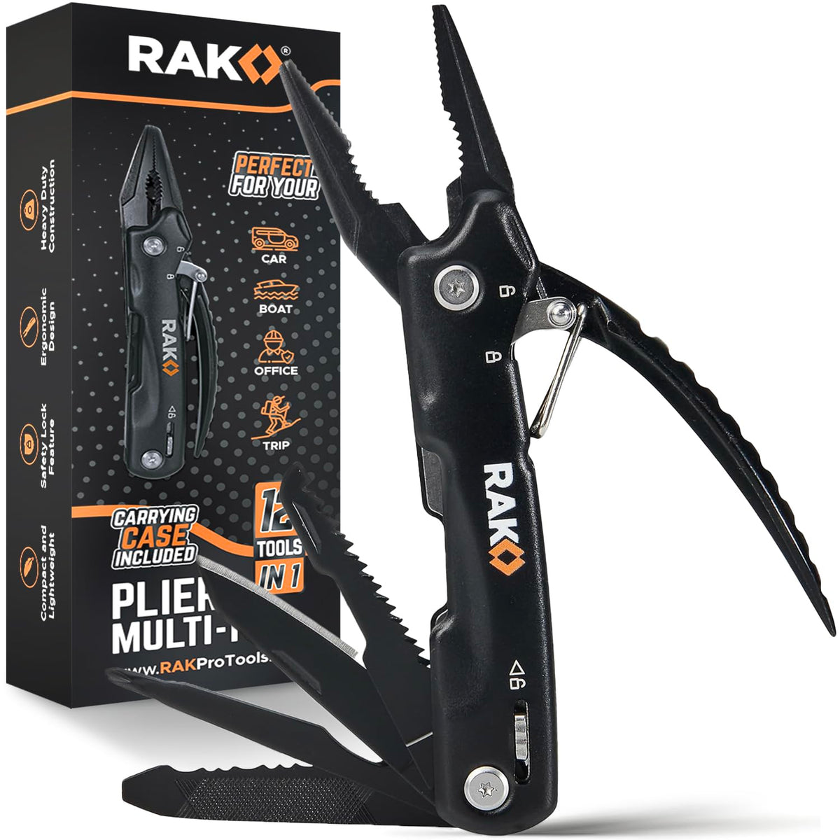 RAK Pro Tools Pliers Multi-Tool in compact form for travel-ready repairs.