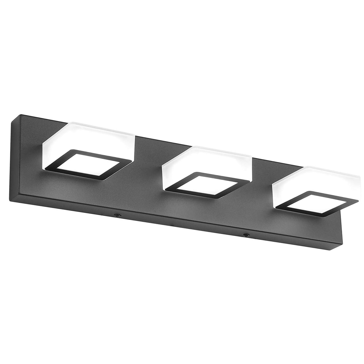 Ralbay LED modern black vanity lights, front view for clear bathroom illumination.