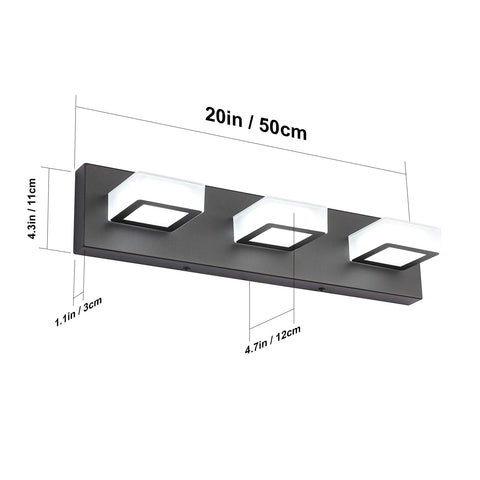Ralbay LED modern black vanity lights turned on, bright and even.