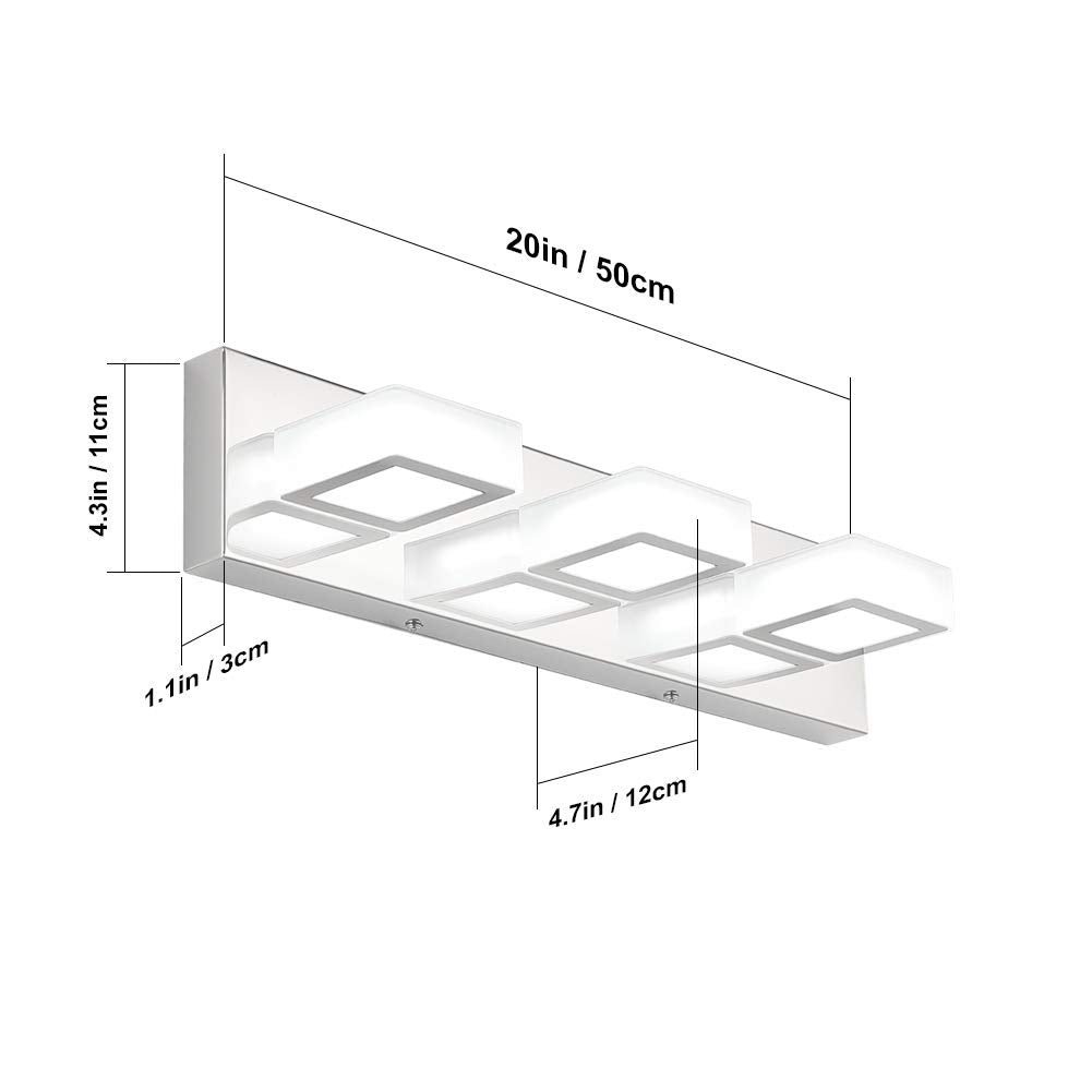 Ralbay vanity light with brushed stainless-steel frame resists moisture in humid spaces.
