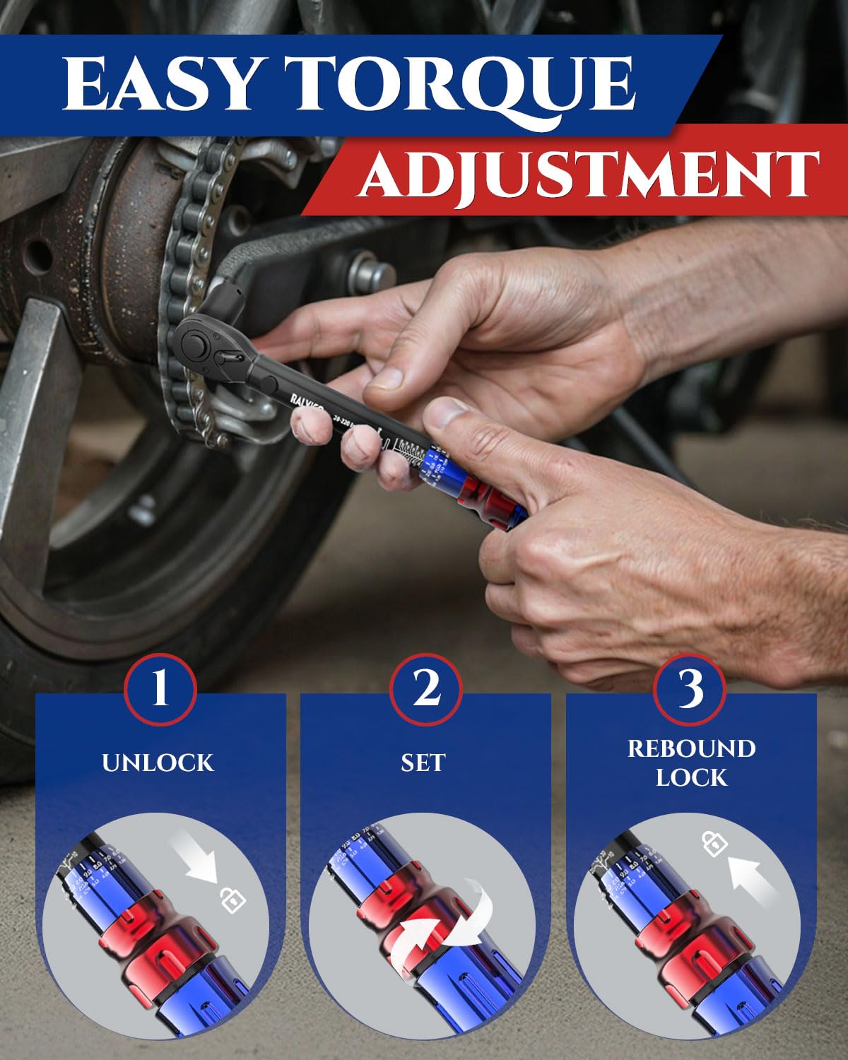 72-tooth mechanism enables smooth, precise adjustments in cramped spaces