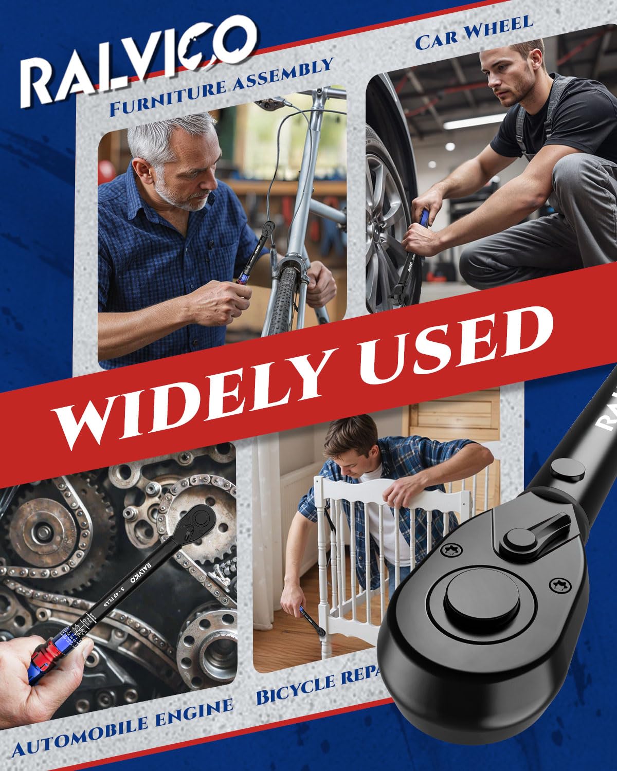 Audible click and dual scales help confirm accurate torque