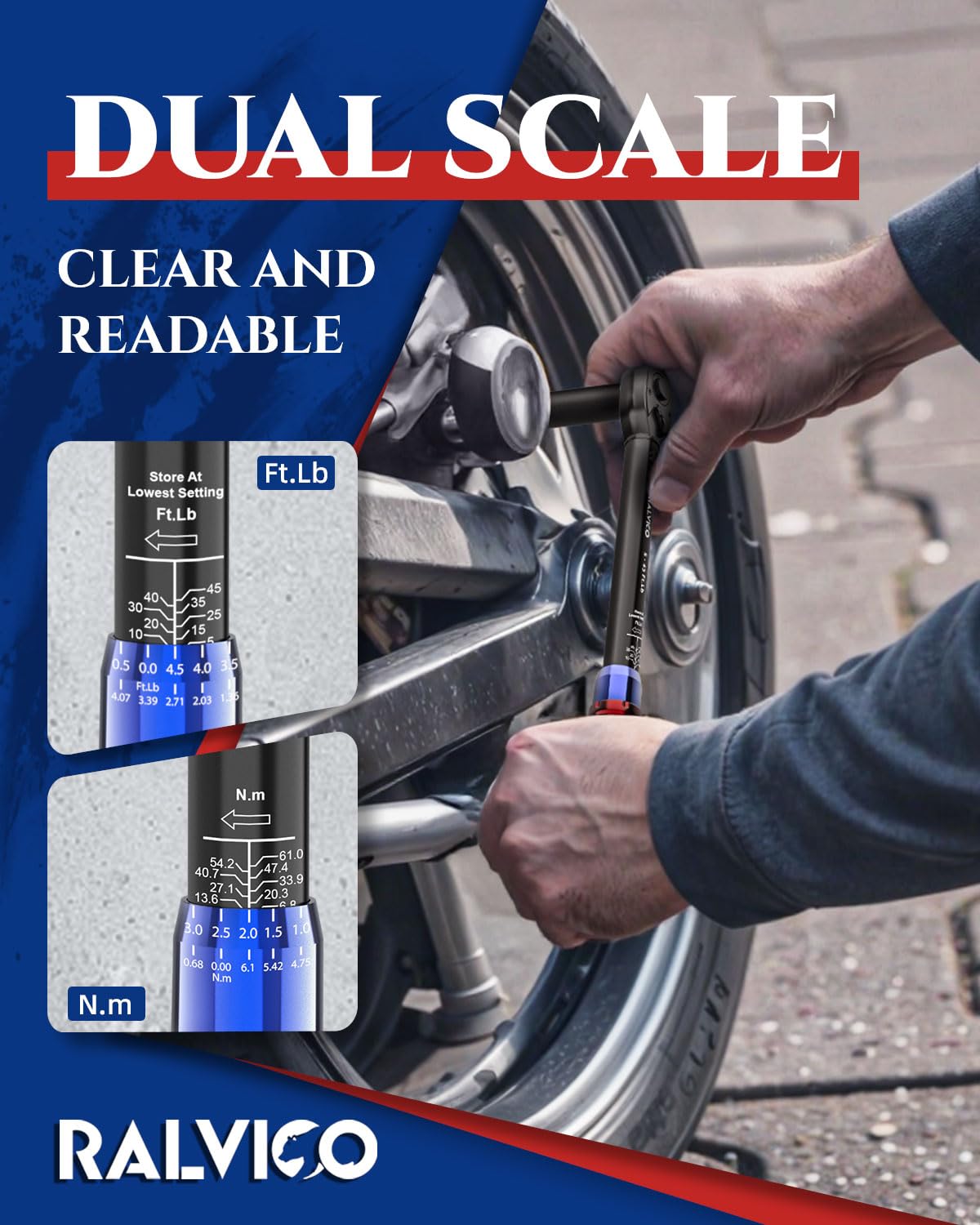 RALVICO 1/4 inch drive torque wrench suitable for small fasteners and delicate components
