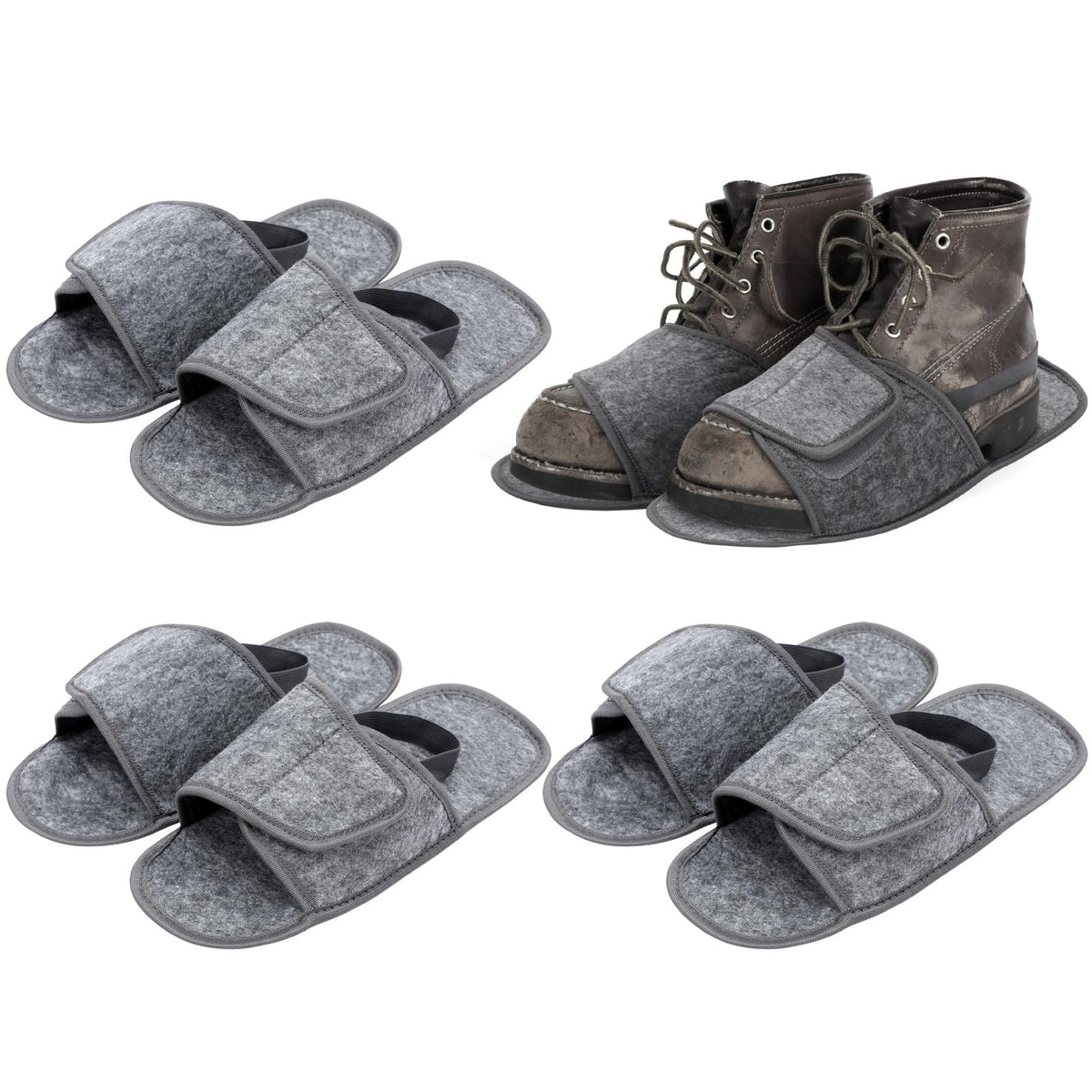 Ramede indoor overshoes in grey, three-pack, keep floors clean and dry.