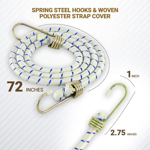 RamPro bungee cords extend to 135 inches for versatile cargo tying