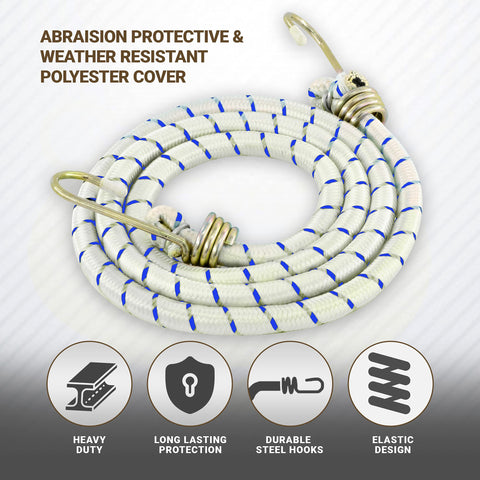 RamPro bungee cords secure camping gear for tarp setups