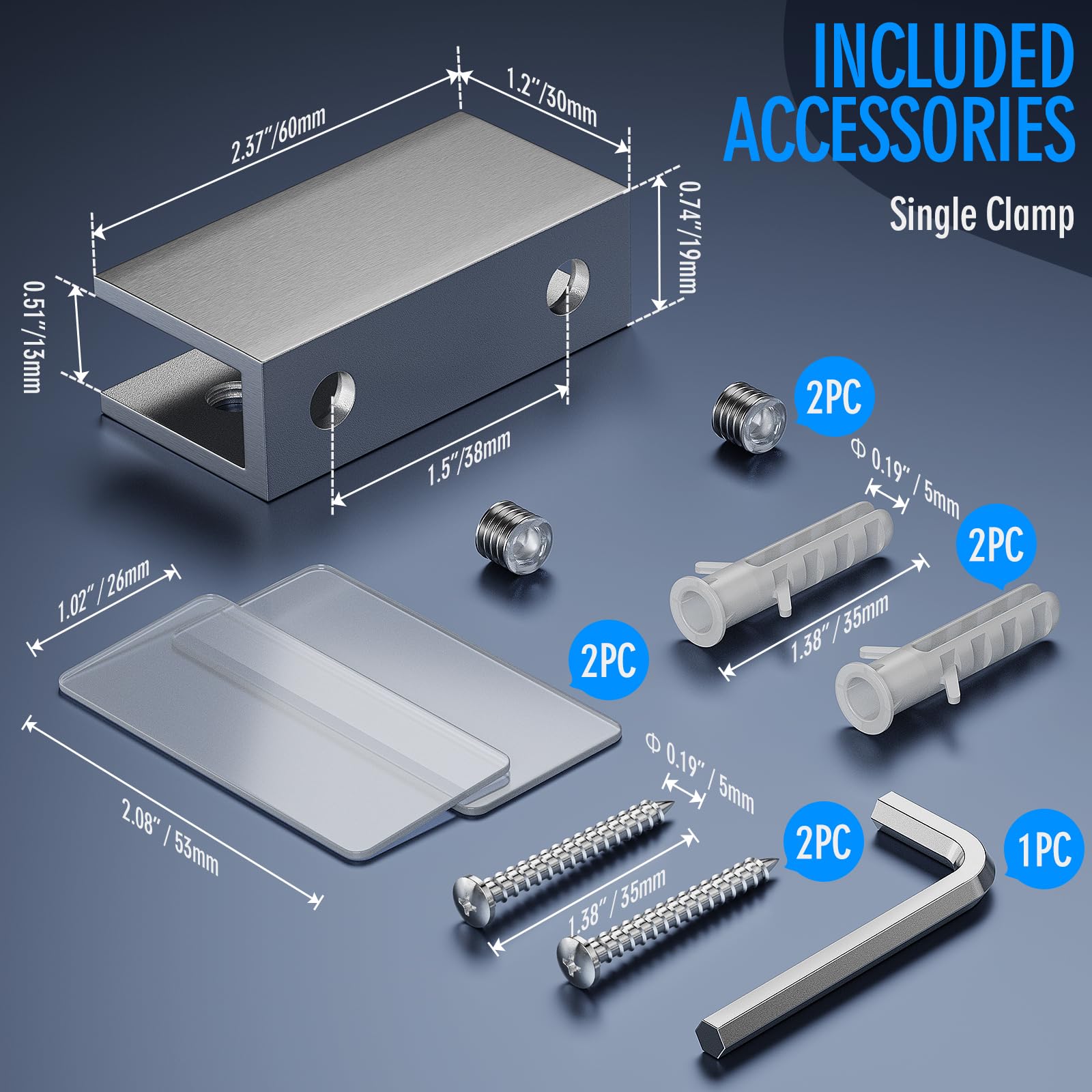 Ranbo u-shaped glass clamp bracket—easy wall mounting without drilling.