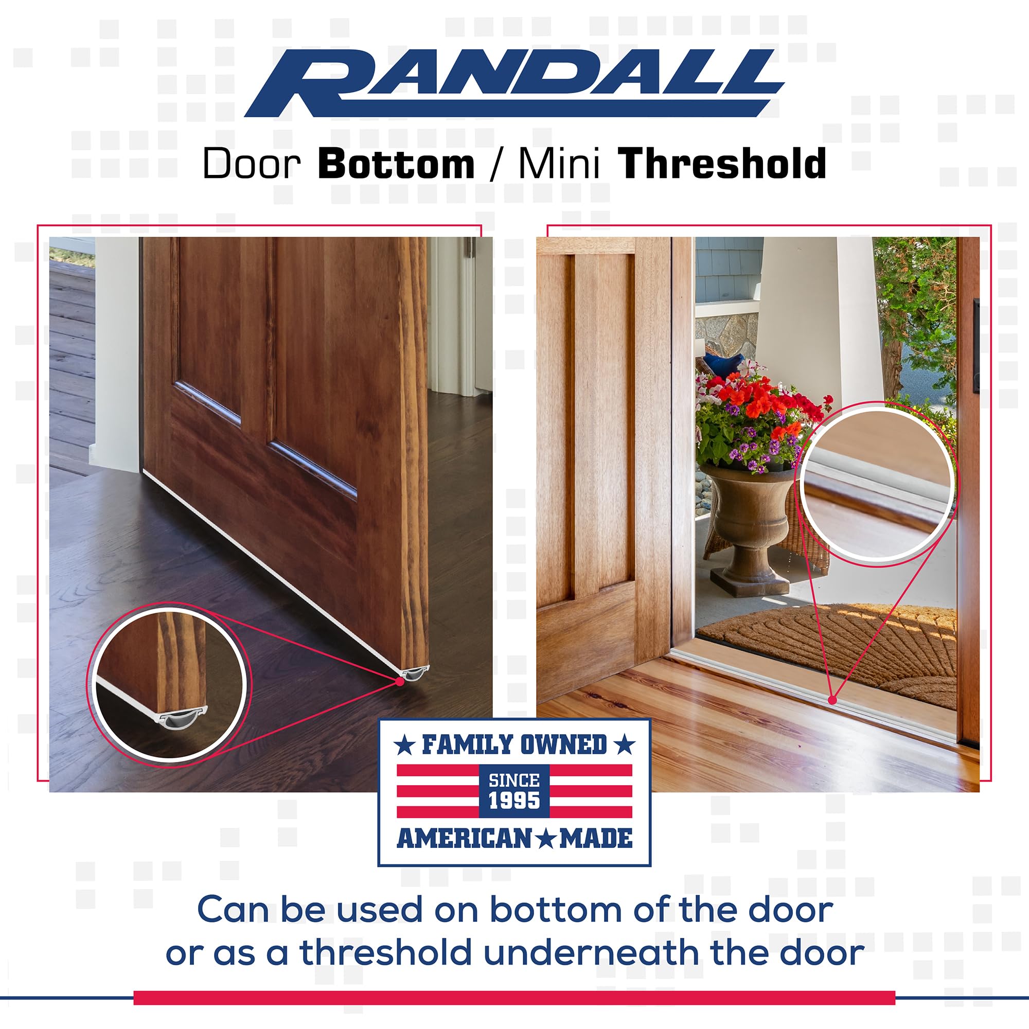 Randall 36-inch mini-threshold dual-function view highlights seamless door bottom use.