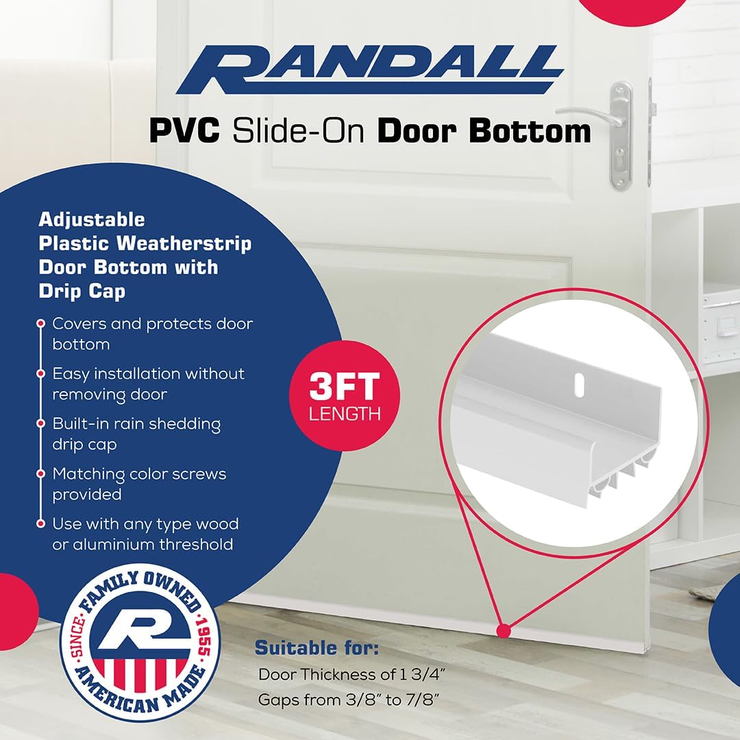 Randall door bottom with drip cap diverts rain away from the bottom