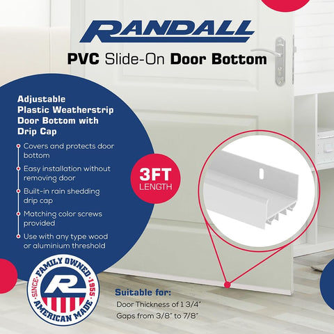 Randall door bottom with drip cap diverts rain away from the bottom