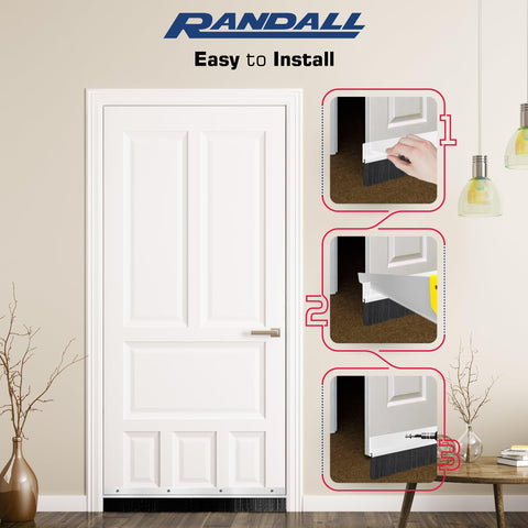 Randall USA-made door sweep installation with screws included.