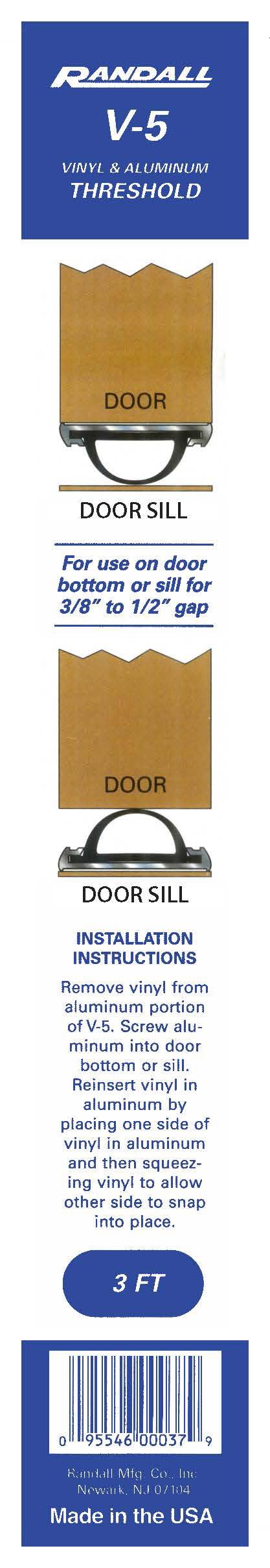 Randall USA-made threshold close-up demonstrates durable construction for longevity.