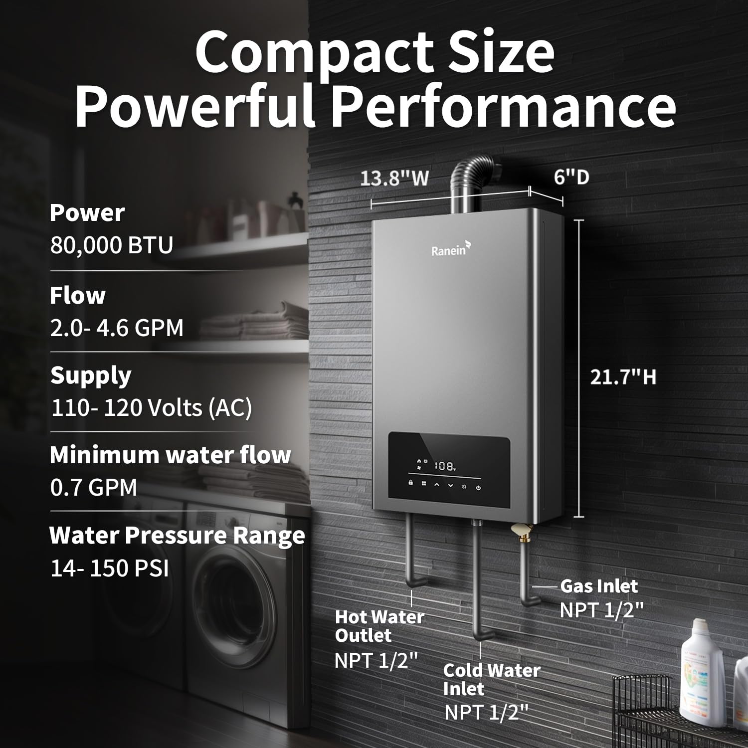 Ranein GEN II with LED temperature panel providing precise control for hot water.