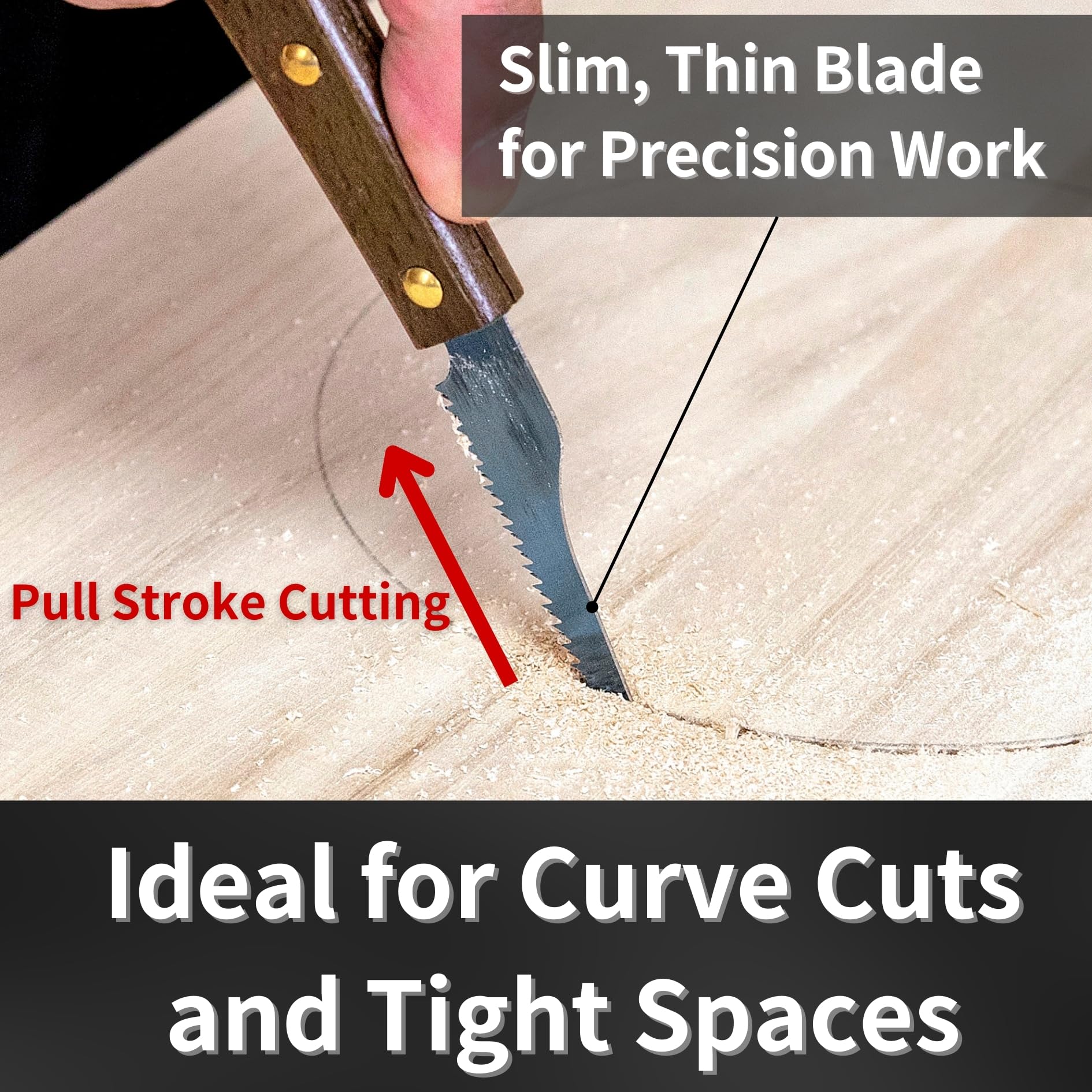 RANSHOU pull saw design enables easy, low-effort cutting control.