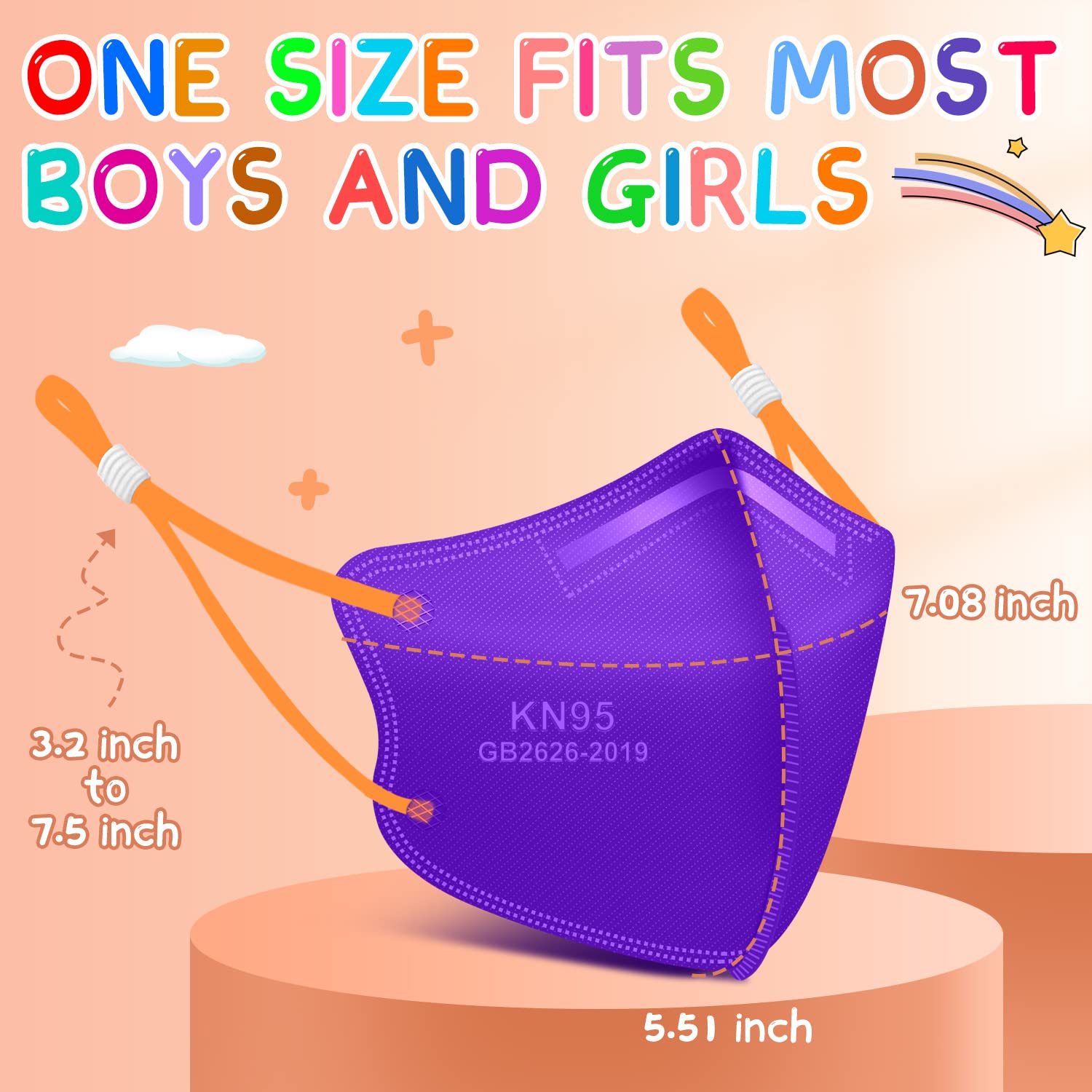 RANTO Kids KN95 orange mask highlighted for vibrant style during outdoor adventures