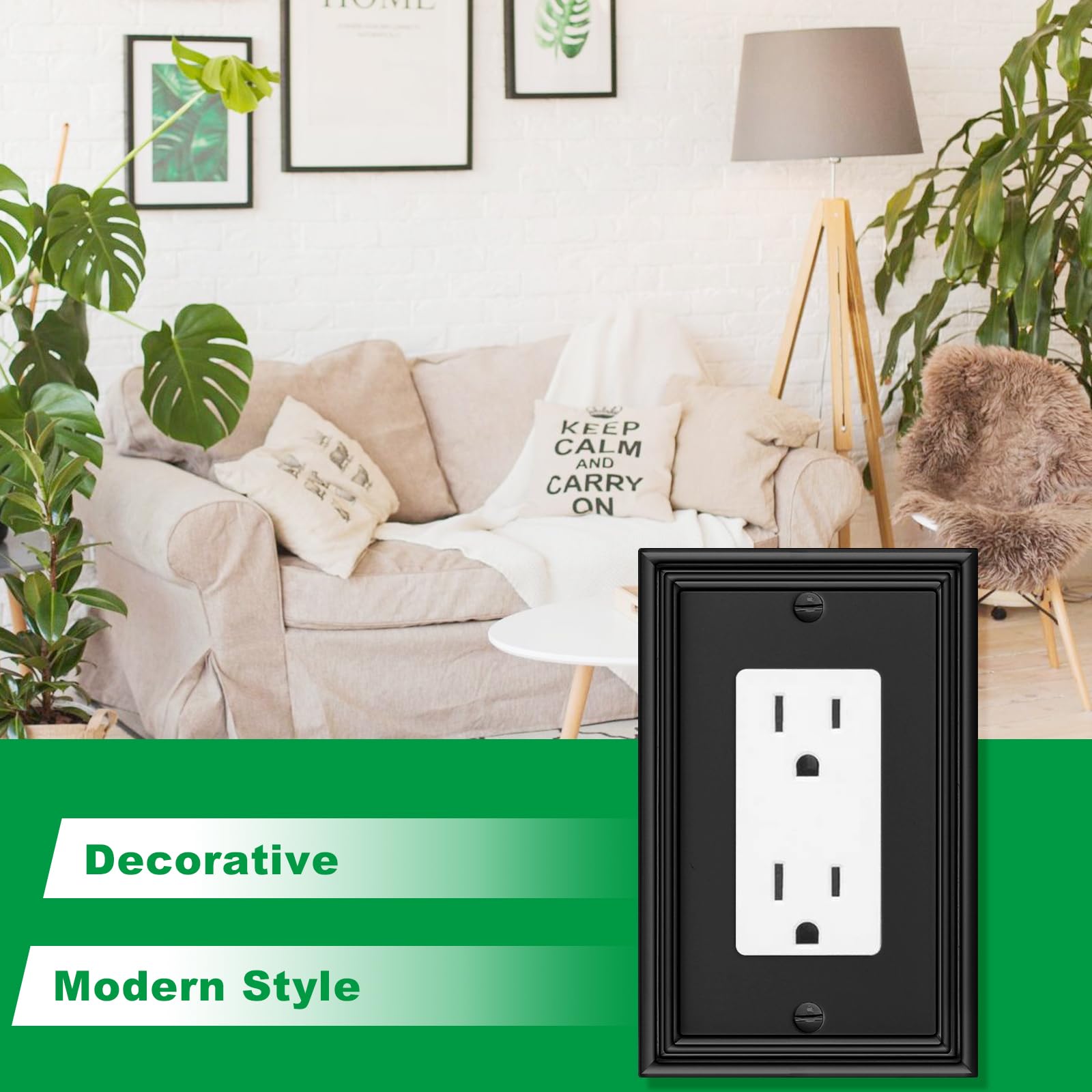 Ranweydi 1-gang decorator plate fits dimmers, toggles, and outlets in modern spaces.
